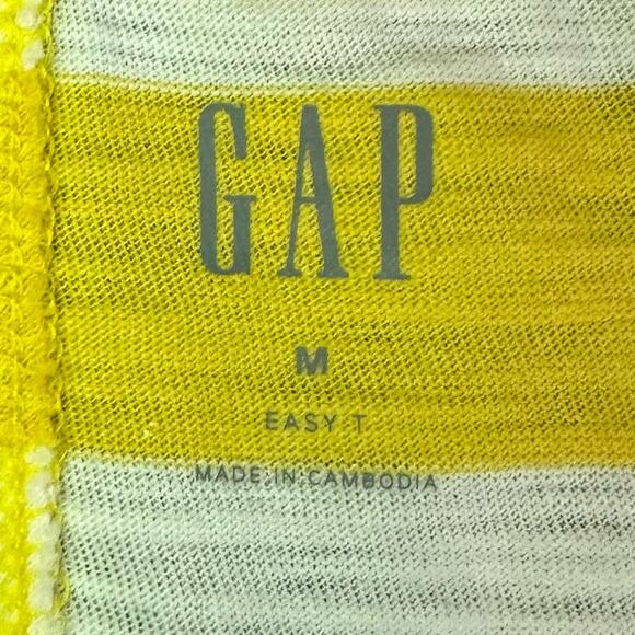 Gap Easy T Yellow White Stripe 100% Cotton Short Sleeve Tee Shirt Top MEDIUM NWT - Picture 7 of 13